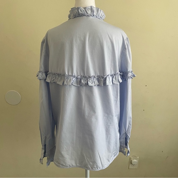 Sandro Light Blue Ruffle Blouse - Picture 5 of 8